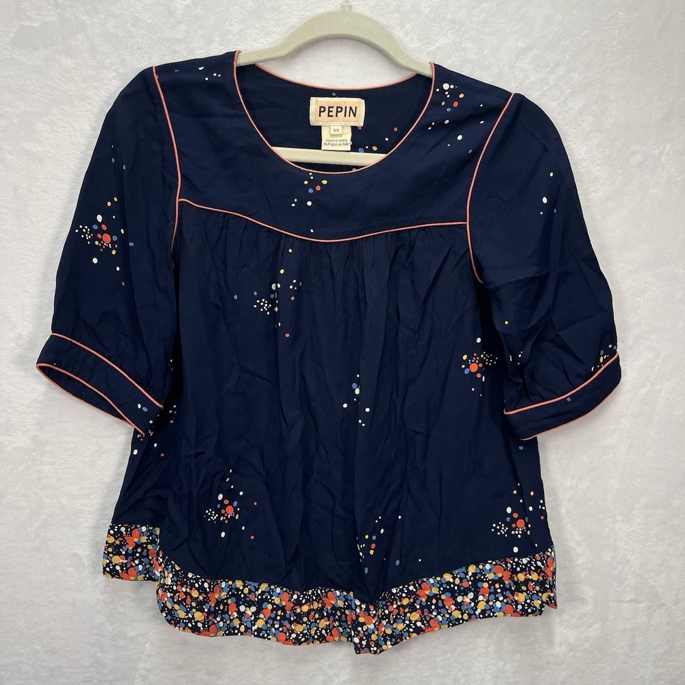 Anthropologie PEPIN Splatter Blouse Womens XS Abstract Colorful Artsy Teacher